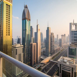 Dubai city skyline with high-rise buildings